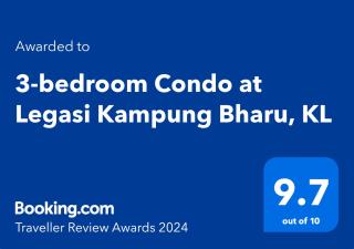 Legasi 3-bedroom condo - 5 mins walk to KLCC - 8
