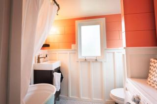 Lofted Bedroom Teal Tiny Home with Creek Views - 3