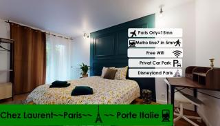 8 People - 4 rooms - 2 salle de bain - Metro 7 & 14 - Porte Italie - Private Car Park- Wifi - Le Kremlin-Bicêtre - 0
