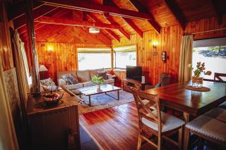 Vista al volcán con tinaja y río en Conguillío - 5