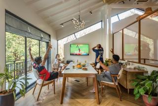 SaffronStays Arabella - 4BR bohemian pool villa with sunken lounge, foosball, PS4 & mango orchard views in Alibaug - 5