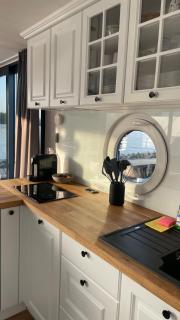 Modernes festliegendes Hausboot mit großzügiger Dachterrasse und Ruderboot - Röbel - 4