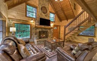 Knotty Creek Retreat Creek access firepit hot tub wood-burning fireplace - Morganton - 9