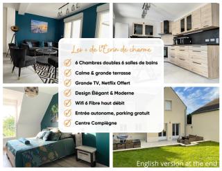 Magnifique villa 12 pers - 6 chambres avec salle de bain privative au Calme - 30 min Asterix - Ecrin de charme - Compiègne - 6