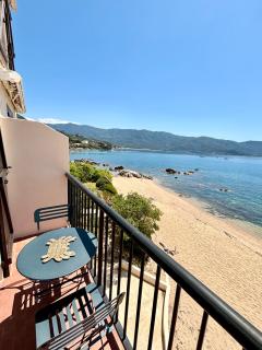 A 20min d AJACCIO, Grand studio 3 personnes - pieds dans l'eau - accès direct plage - vue mer exceptionnelle - 8