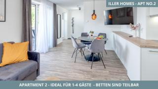 Iller Homes - 5 x Moderne Fewos je 1bis2 oder 1bis4 Pers mit Küche u Balkon - Parkplätze vorhanden - 3