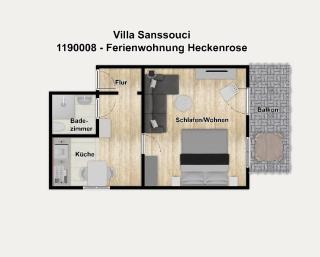 Villa Sanssouci Ferienwohnung Heckenrose - Binz - 3