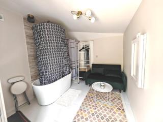 STUDETTE LA ROSÉE ABONDANTE Non-fumeur, 45 min de Paris, 10m2, indépendante, cosy, apaisante, mobiliers convertible, WiFi, TV, kitchenette, sanitaires inclus visibles dans la même pièce, mini terrasse, jardin, canapé-lit 120x180, 1 à 2 pers gabarit moyen - Savigny-le-Temple - 0
