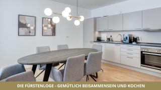 NEU FEWO FUERSTENLOGE 1-6 Pers hinter dem Markgräflichen Opernhaus - 2 Schlafzimmer mit Boxspringbetten 4 Einzel oder 2 Doppelbetten, Balkon und Einbauküche, Barrierearm - 7