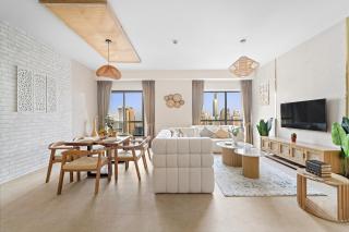 Aesthetic Beach Apartment , Sleeps 6, Pool, Gym & Waterfront Views - Dubai - 9