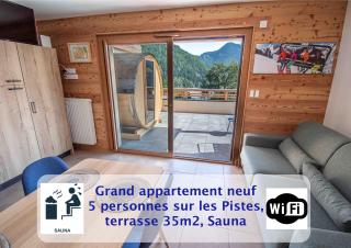 Dans résidence neuve LE SNOW ROC sur les pistes, grand studio cosy 5 pers avec terrasse panoramique, SAUNA, WIFI - Saint-Jean-dʼAulps - 0