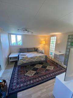 Mountain view Apartment near Oslo: bedroom, lounge, kitchen and bathroom. Flat in Rykkinn - Kolsås - 3