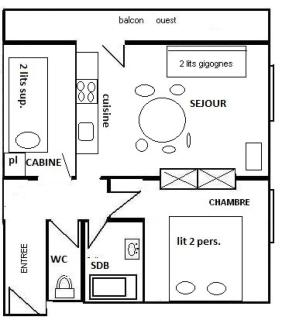 Résidence Le Mont Blanc - 2 Pièces + cabine 6 pers - LE MONT-BLANC - 041MB -PLAGNE CENTRE MAE-5854 - 9