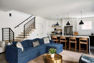 Stylish 3 Bed Retreat, Rooftop, Parking, Sleeps 10, Ensuite Baths, Bunk Room, Gourmet Kitchen, Cozy Living Space, Rooftop Views & Fire Table, Near Downtown, Distilleries & Marathon Village, 24 Hr Hospitality - 0