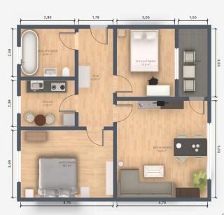 EcoCube 143 - Balkon, 3Zimmer, Waschmaschine, Backofen, Badewanne, 5P - 8