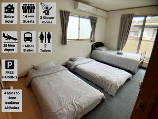 Entire Hotel Beside Asakusa, Ueno, Akihabara and Tokyo Skytree tower between 3 Train Stations and Contains 3 Bedrooms, 2 Bathrooms and 2 toilets for 14 guests - Tokyo - 8