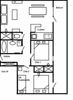 Résidence L'ermitage - Appartement agréable 3 pièces pour 6 personnes situé à Méribel centre proche des commerces et des pistes de ski MAE-2034 - 2