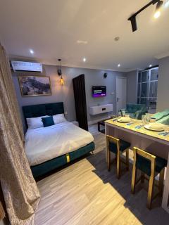 Balcony Teal Snug Open-Plan Studio Unit in Lekki Phase 1-Netflix, Wi-Fi, 24-7 Light, Washer, Kitchen - 9