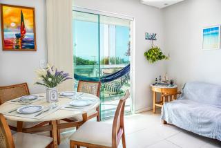 Apartamento a 500m da Praia com Vista do Mar, Ar-Condicionado, Churrasqueira, Rede de Descanso e Cozinha Completa - Imbituba - 0