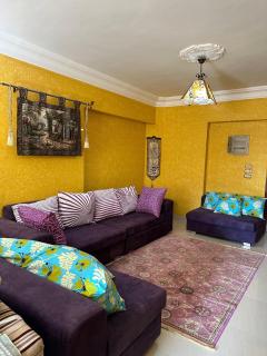 Nasr City - 2Bhk apartment - Fully furnished and equipped- super lux finishing- Sunny - 4th floor - Lift is located in front of the flat - 4