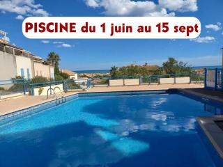 DUPLEX PLEINE VUE MER PISCINE parking fibre wifi plage et centre ville a pied st pierre la mer - Fleury - 7