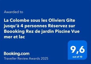 "La Colombe sous les Oliviers" Gîte jusqu'à 4 personnes Réservez sur Boooking Rez de jardin Piscine Vue mer et lac - Spéracèdes - 6