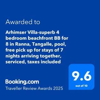 Arhimser Villa-superb 4 bedroom beachfront for 8 in Ranna, Tangalle, BB, pool, free pick up for 7 night stays arriving together, serviced, taxes included - Tangalle - 8