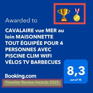 CAVALAIRE vue MER au loin MAISONNETTE TOUT ÉQUIPÉE POUR 4 PERSONNES AVEC PISCINE CLIM WIFI VÉLOS TV BARBECUES - Cavalaire-sur-Mer - 9