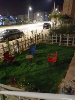 2 bedrooms apartment fully furnished air conditioned with great view and privet garden at degla palms compound located at 6 October city - 6th Of October - 7