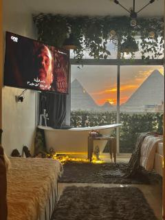 Meditation giza pyramids view - 5