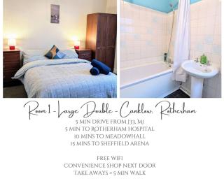 Large double room, Free WiFi & Parking Near M1 - Canklow - 3