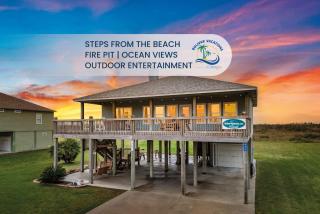 Sand Dollar Beachside 3BR Retreat, Ocean Views, Firepit & Pet Friendly - Port Bolivar - 0