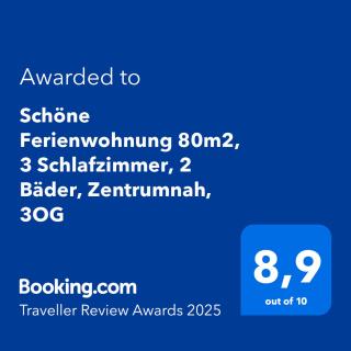 Schöne Ferienwohnung 80m2, 3 Schlafzimmer, 2 Bäder, Zentrumnah, 3OG - 9