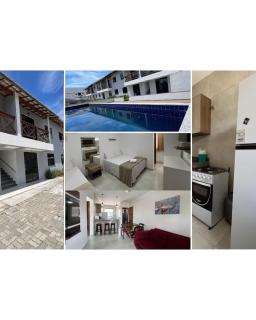 Apê pavimento superior com 2 quartos (ambos com ar), internet Privativa, próximo a praia de Taperapuã, Residencial Maria Vitoria condomínio com piscina e área gourmet - 0