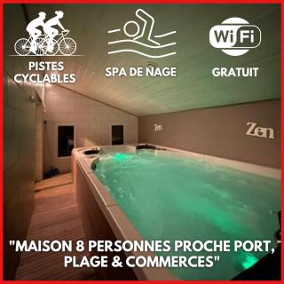 "LA MAISON DE LA CROISEE" Maison 8 personnes, 4 chambres, atypique, proche commodités, port, plage, spa de nage-piscine intérieur chauffé toute l'année - Talmont - 0