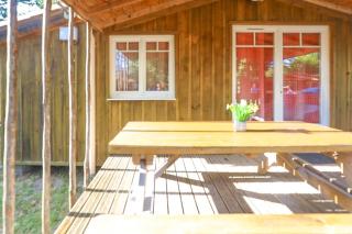 Chalet bois tout équipé 35 m2 2 chambres terrasse couverte place parking piscine collective 4 personnes - Arès - 6