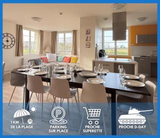 Les sables d'or Grand apt lumineux bien équipé 1er étage vue panoramique sur campagne près superette, à 600 m plage proche Omaha Beach et pointe du Hoc parking gratuit, garage à disposition - 0