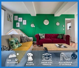 Le So Wild, maison avec jardin clos, terrasse aménagée, 5 mn à pied commerce, terrain de tennis, à 800 m de la plage d'Omaha beach jeux arcade, jouets, matériel jeunes enfants enfants, table ping-pong - 0