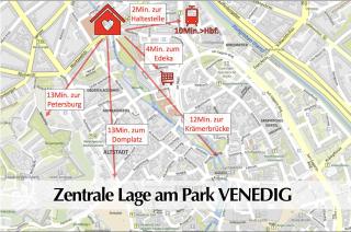 12 FEWOs im Jugendstilhaus mit Aufzug, großer Terrasse, Kingsize-Betten, 250Mbts WLAN, 55 Zoll Smart-TV - Nur ein kurzer Spaziergang durch den Park Venedig zur Krämerbrücke - Kostenlose Parkplätze in den umliegenden Straßen - Gaststätte im Haus - 8