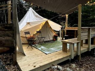 Canvas Bell Tent in the Woods in Hardwick, VT - 1