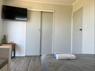 2 Double Beds, 1 Single Bed, 1 Double Sofa Bed in a small 1 bedroom and 1 lounge Studio No Kitchen Only fridge, microwave - Rotorua - 8