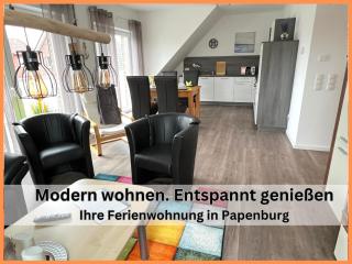 Ferienwohnung "Aurora" Papenburg Großer Balkon Einbauküche Neubau 74 qm Free Wifi 2 Schlafzimmer - Papenburg - 0