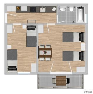 STA1043 gut geschnittene Monteurwohnung mit Balkon - 1