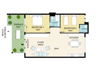 Beachfront! 2 Bedroom Apartment A4 - 110 Sqm - - 1