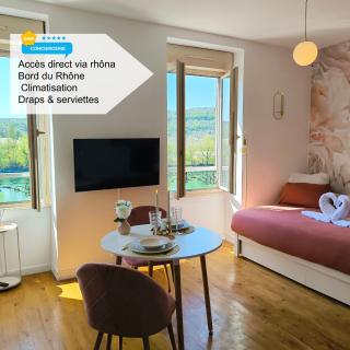 Studio l'éclat vue sur rhône , accès directe à la via rhona, clim - Sault-Brénaz - 0