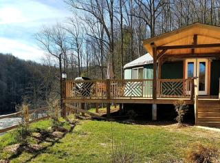 Unique Yurt Rental on Peony Farm with Riverfront View in Clyde, North Carolina - 6