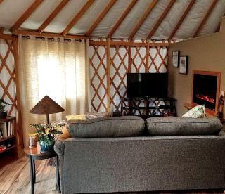 Unique Yurt Rental on Peony Farm with Riverfront View in Clyde, North Carolina - 1