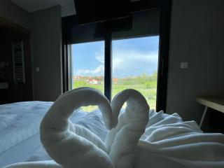 Villa V, MOUNTAIN VIEW ROOM WITH A FRENCH BALCONY, PRIVATE BATHROOM, SHARED KITCHEN, LIVING ROOM AND GARDEN WITH HEATED POOL, Privlaka, Zadar - Privlaka - 0