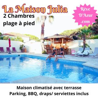 Rêve D'azur, 2 chambres, maison Julia en Bord de Mer à La Nartelle, Piscine partagée, Parking & Terrasse BBQ, Wifi et Draps Inclus plage à pied - Sainte-Maxime - 9