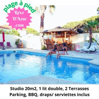 Rêve D'azur en bord de mer, studio avec piscine partagée, parking Barbecue, draps inclus à la Nartelle - Sainte-Maxime - 9